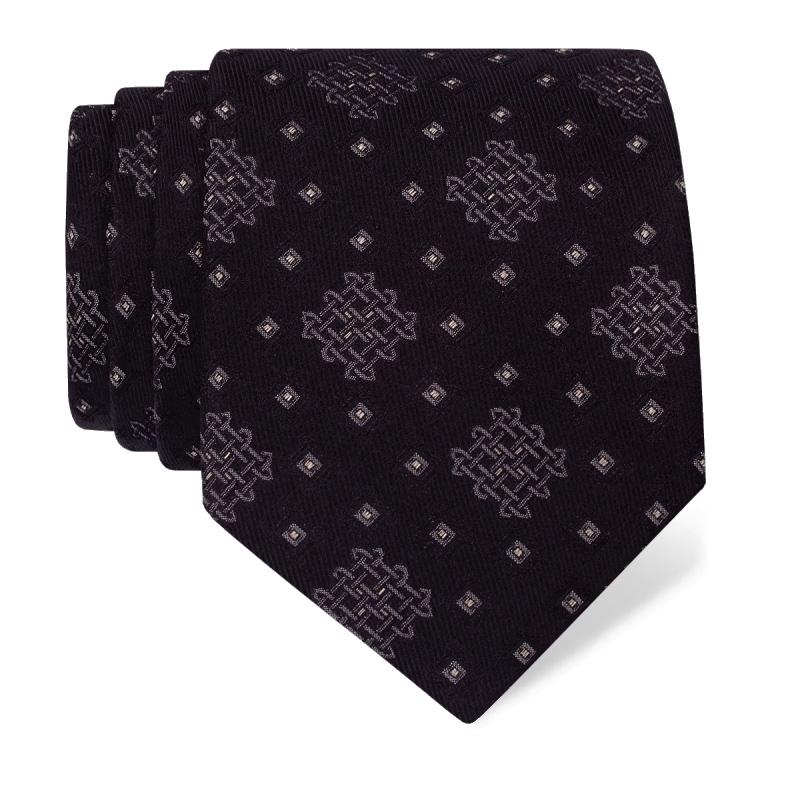 Kravata CROATA auHRum Tematski Limitirana serija Pleter Crna  Svila 87%,Metalizirano vl.   (zlato) 13%  