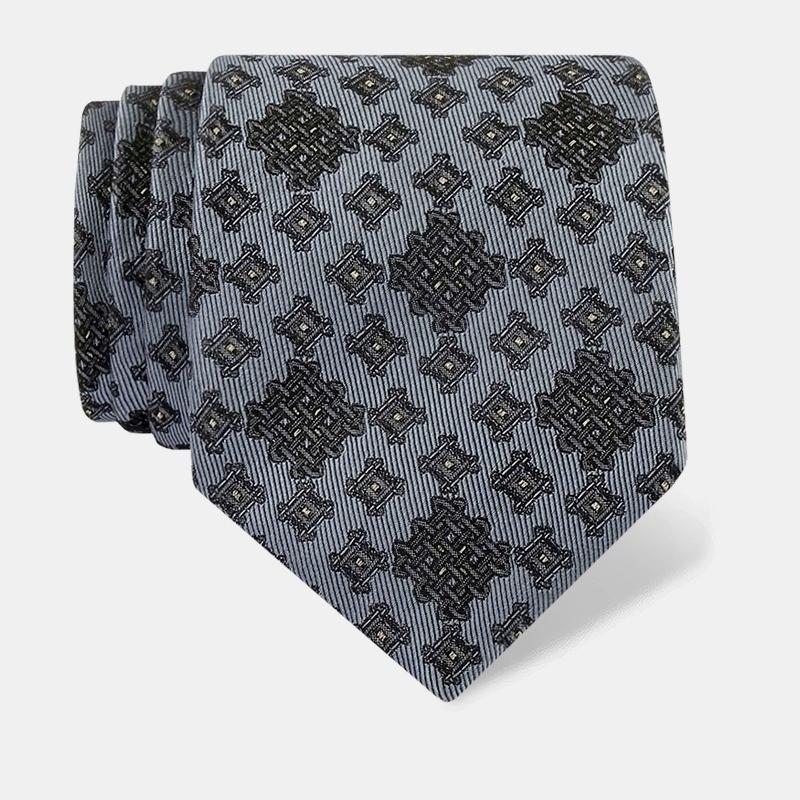 Kravata CROATA auHRum Tematski Limitirana serija Pleter Svijetlo plava  Svila 87%,Metalizirano vl.   (zlato) 13%  