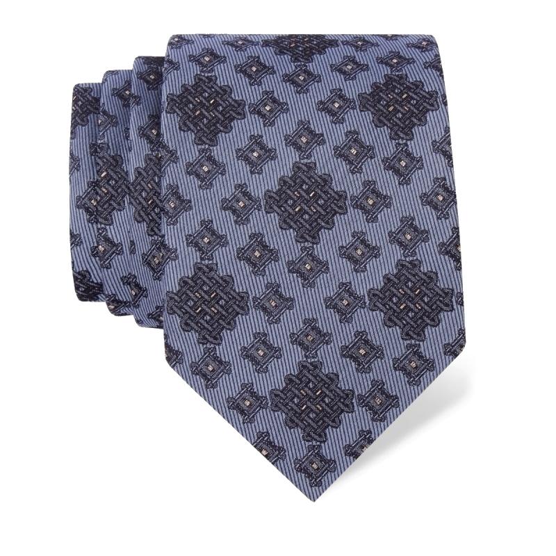 Kravata CROATA auHRum Tematski Limitirana serija Pleter Svijetlo plava  Svila 87%,Metalizirano vl.   (zlato) 13%  