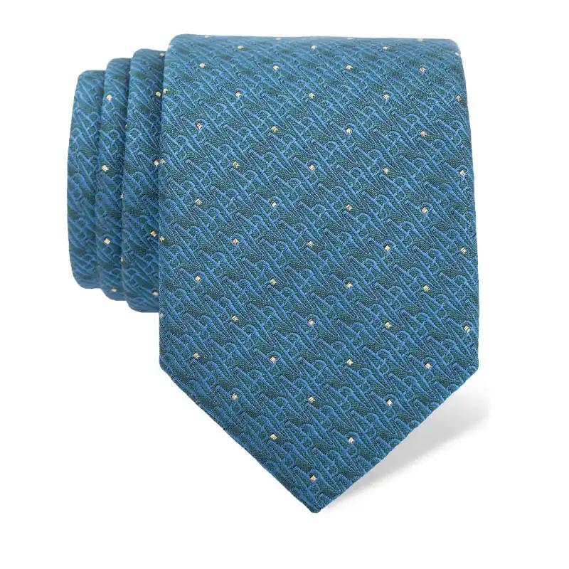 Kravata CROATA AuHRum Tematski Limitirana serija Glagoljica Plava  Svila 93%, Metalizirano vl. (zlato) limited 7%  