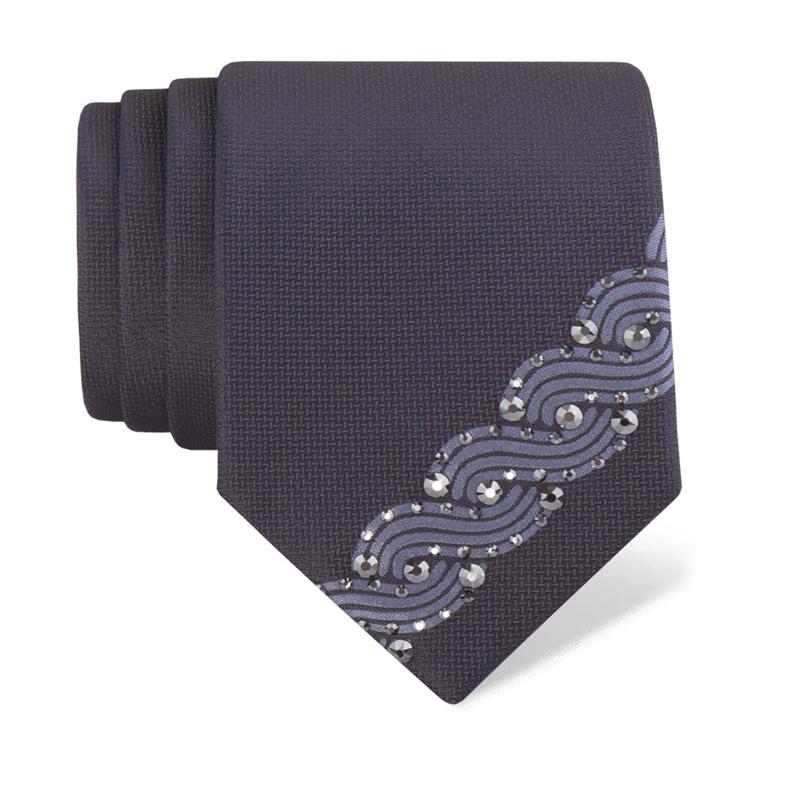 Kravata CROATA Kristal Tematski Limitirana serija Pleter Tamno plava  Svila 100%, Visokokvalitetni kristali  