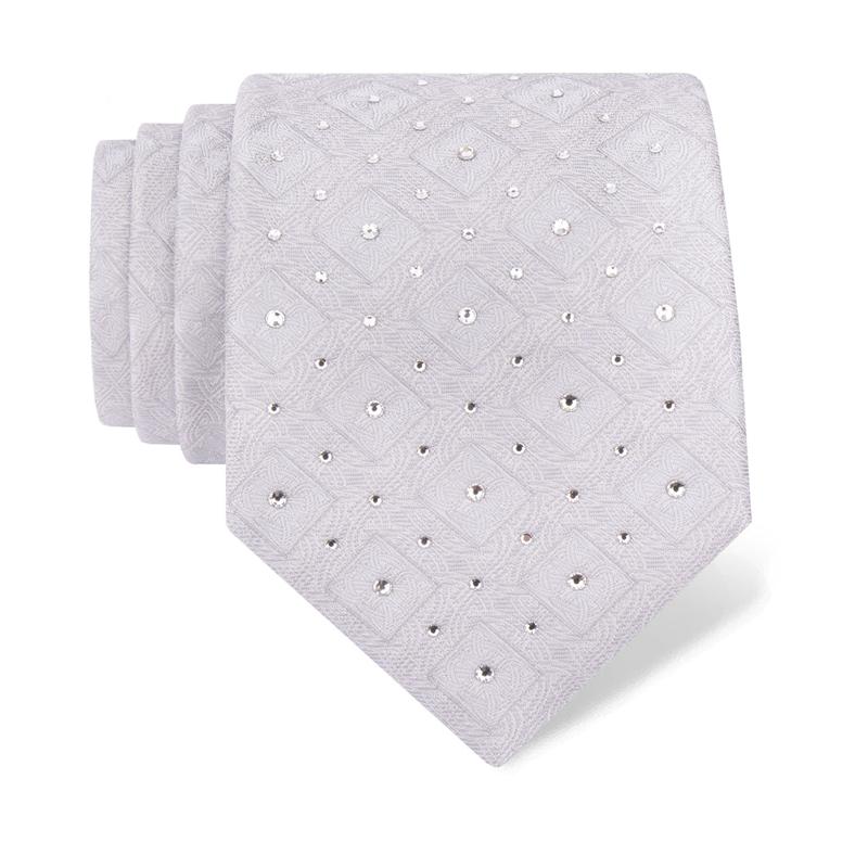 Kravata CROATA Kristal Tematski Limitirana serija Pleter Bež  Svila 100%, Visokokvalitetni kristali  