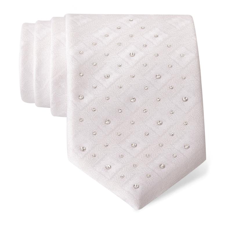 Kravata CROATA Kristal Tematski Limitirana serija Pleter Bijela  Svila 100%, Visokokvalitetni kristali  