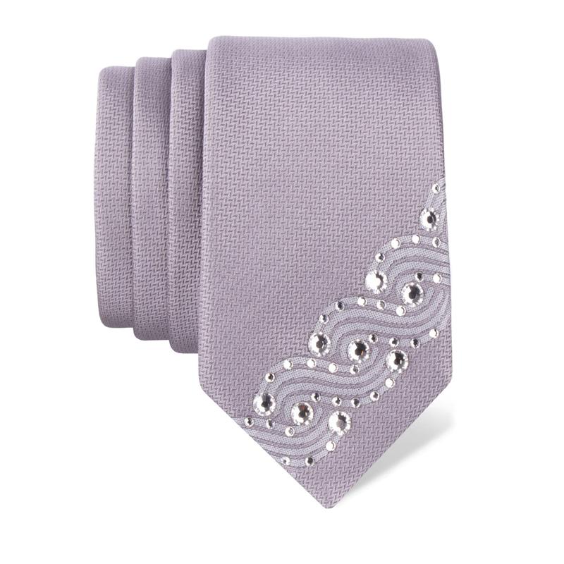 Kravata CROATA Kristal Tematski  Pleter Srebrna  Svila 100%, Visokokvalitetni kristali  