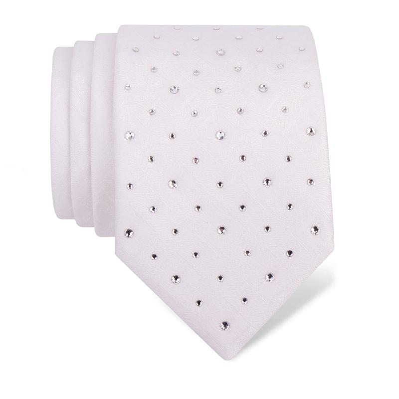 Kravata CROATA Kristal Tematski  Pleter Bijela  Svila 100%, Visokokvalitetni kristali  