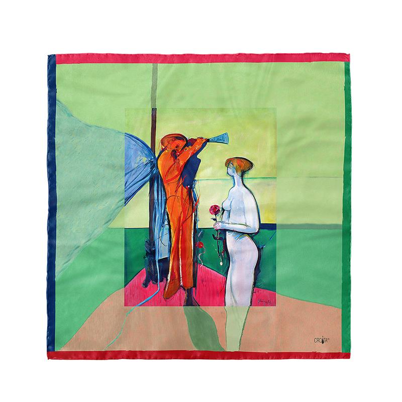 Rubac CROATA Art Tematski Rubac, tematski Prica Svijetlo zelena  Svila 100%  