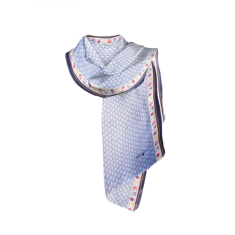 Šal CROATA Tematski Šal, tematski Zagrebačka katedrala Svijetlo plava  Svila 100%  