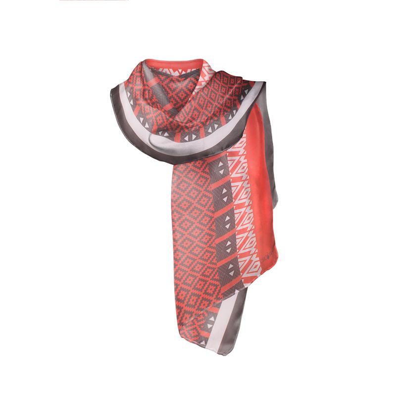 Šal CROATA Tematski Šal, tematski Narodni vez Crvena  Svila 100%  