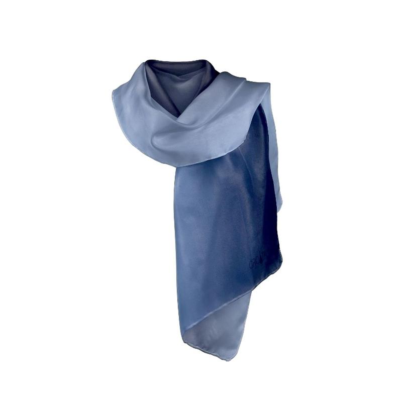 Šal CROATA Klasični Šal, klasičan Jednobojni Plava  Svila 100%  