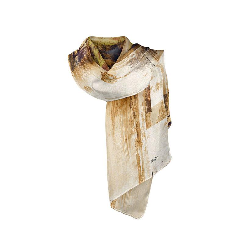 Šal CROATA Brijuni Tematski Limitirana serija Čipka Zlatna  Svila 100%  