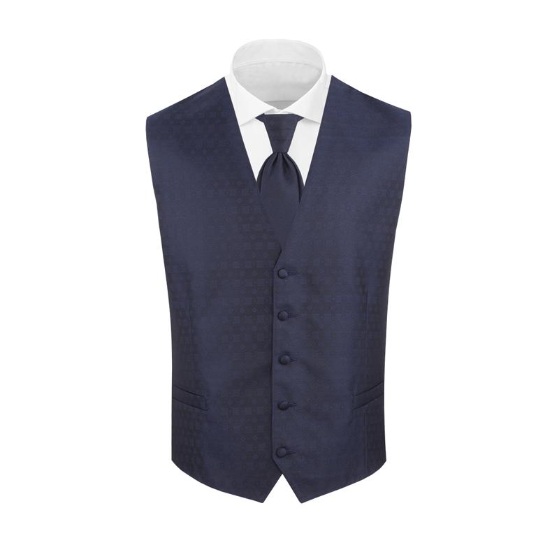 Prsluk i svečana kravata CROATA Festum Tematski Komplet 2 proizvoda Pleter Tamno plava  Svila 100%  