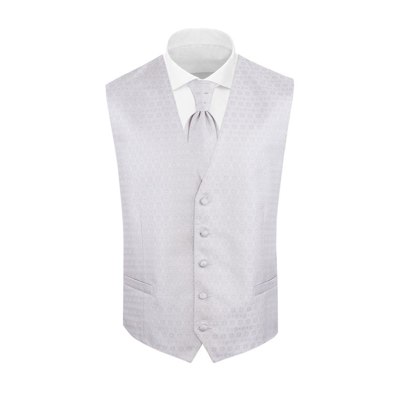 Prsluk i svečana kravata CROATA Festum Tematski Komplet 2 proizvoda Pleter Svijetlo siva  Svila 100%  