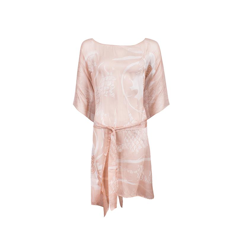 Kaftan CROATA Dubrovnik Tematski Poludugi Pleter i glagoljica Krem  Svila 100%  