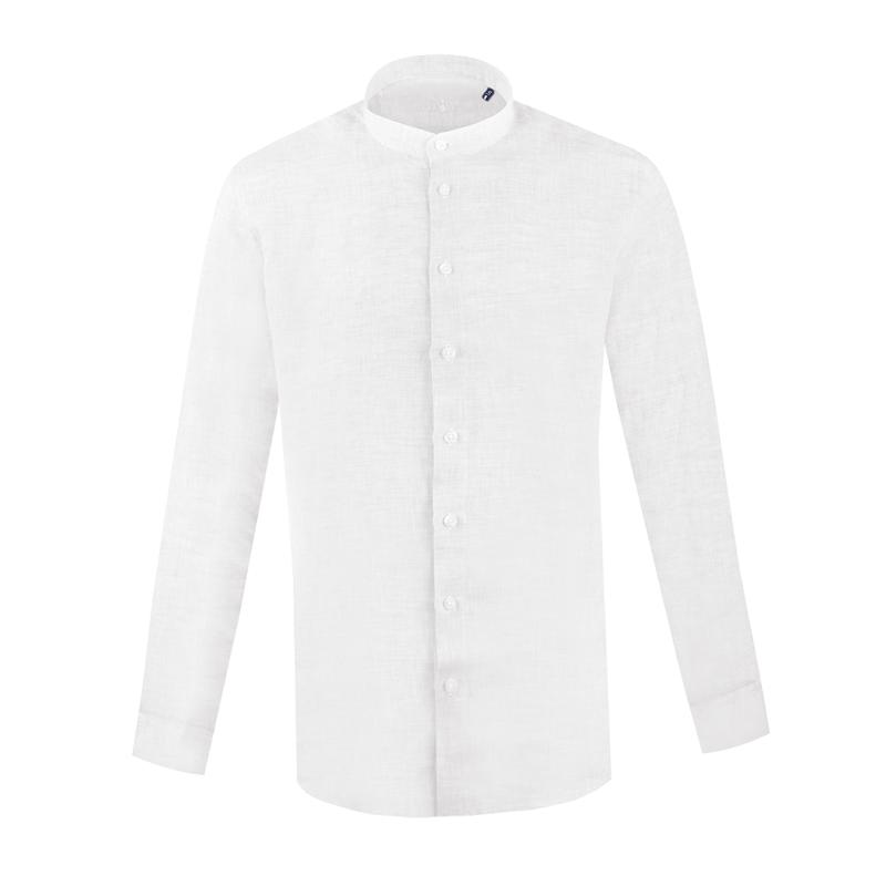Košulja CROATA Brijuni lan Klasični Blago strukirani Jednobojni teksturirani Bijela  Lan 100%  Dugi rukav