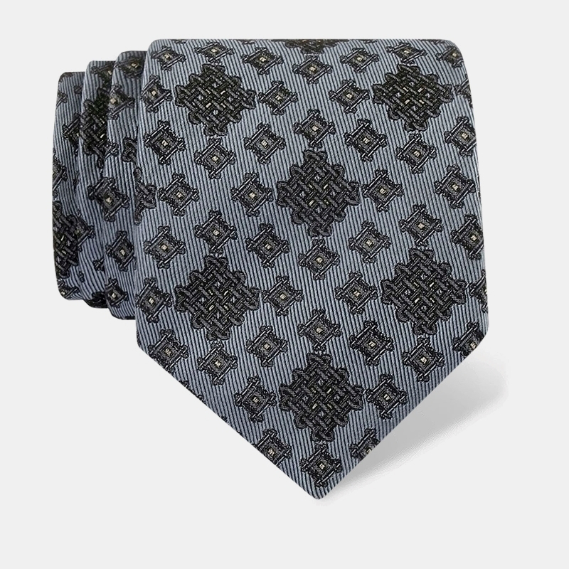 Kravata CROATA auHRum Tematski Limitirana serija Pleter Svijetlo plava  Svila 87%,Metalizirano vl.   (zlato) 13%  