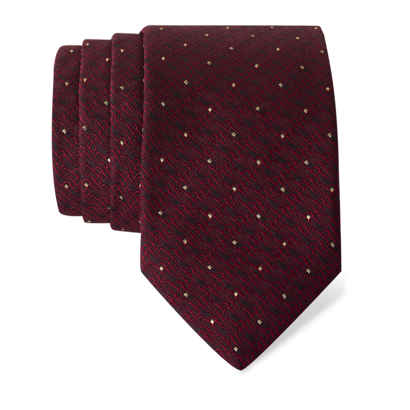 Kravata CROATA AuHRum Tematski Limitirana serija Glagoljica Bordo  Svila 93%, Metalizirano vl. (zlato) limited 7%  