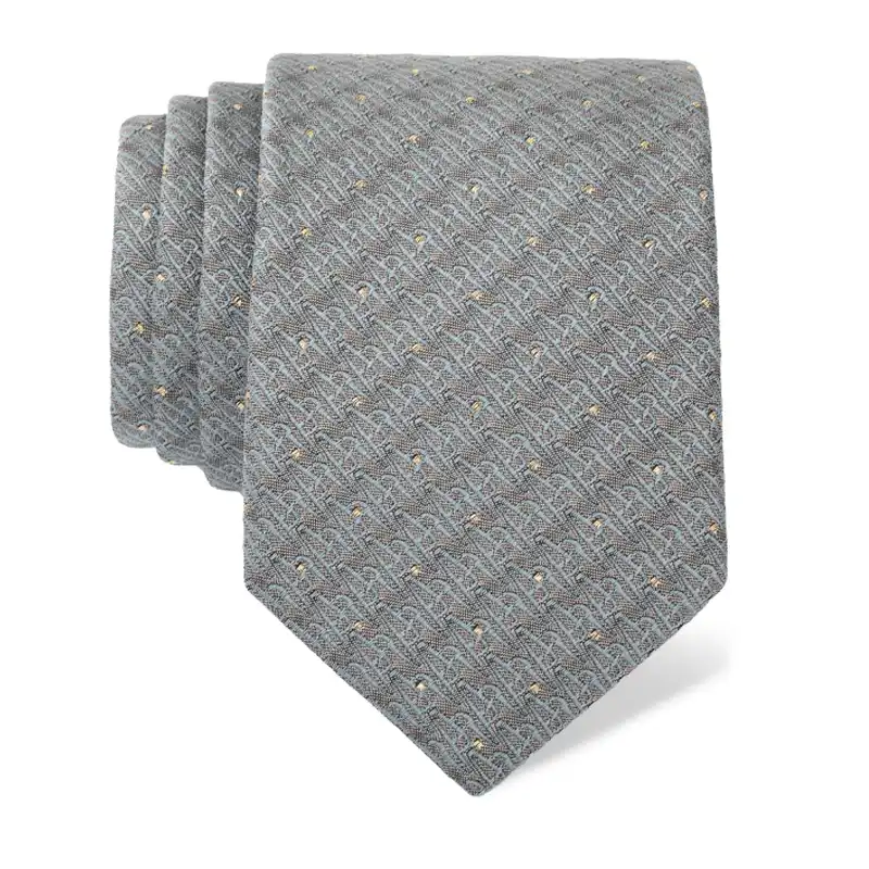 Kravata CROATA AuHRum Tematski Limitirana serija Glagoljica Siva  Svila 93%, Metalizirano vl. (zlato) limited 7%  