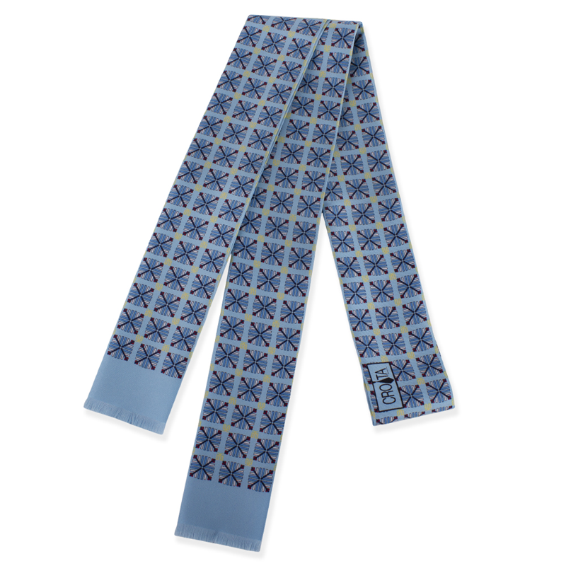 Šal kravata CROATA Tematski Tematska Glagoljica Svijetlo plava  Svila 100%  