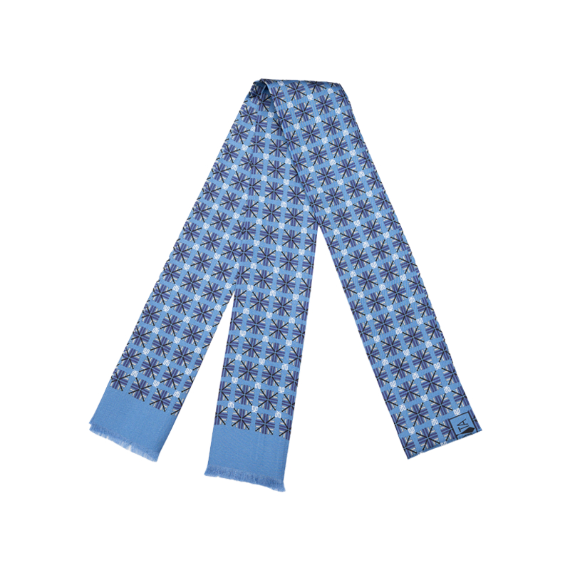 Šal kravata CROATA Tematski Tematska Glagoljica Plava  Svila 100%  