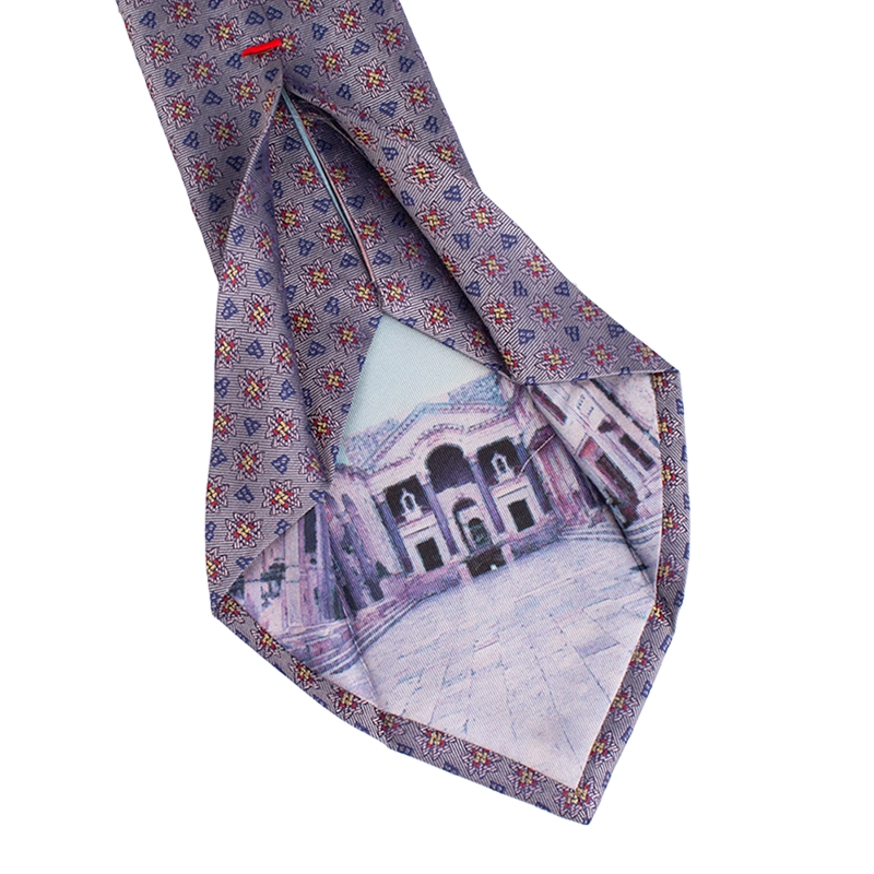 Kravata CROATA Dubrovnik Tematski  Pleter i glagoljica Siva  Svila 100%  