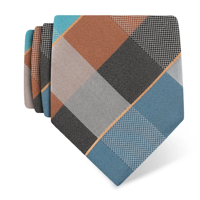 Kravata CROATA Klasični Standard Karirani Petrolej  Svila 100%  