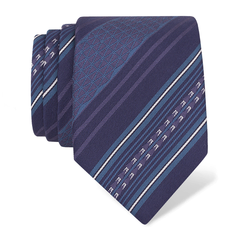 Kravata CROATA Brijuni Klasični  Pruge (regimental) Tamno plava  Svila 100%  