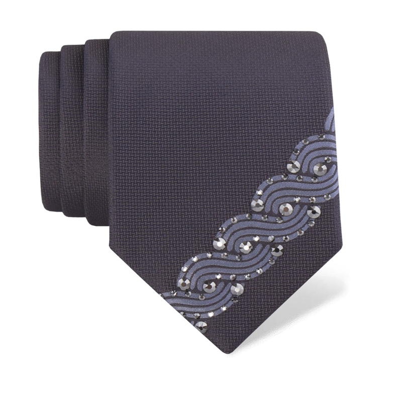 Kravata CROATA Kristal Tematski Limitirana serija Pleter Tamno plava  Svila 100%, Visokokvalitetni kristali  