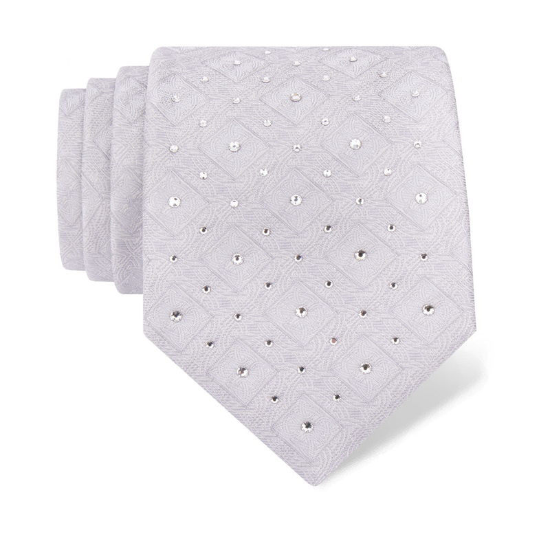 Kravata CROATA Kristal Tematski Limitirana serija Pleter Bež  Svila 100%, Visokokvalitetni kristali  