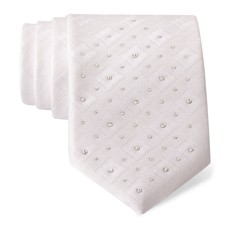 Kravata CROATA Kristal Tematski Limitirana serija Pleter Bijela  Svila 100%, Visokokvalitetni kristali  