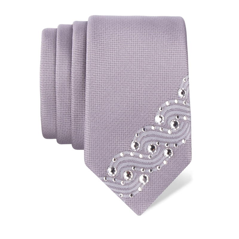 Kravata CROATA Kristal Tematski  Pleter Srebrna  Svila 100%, Visokokvalitetni kristali  