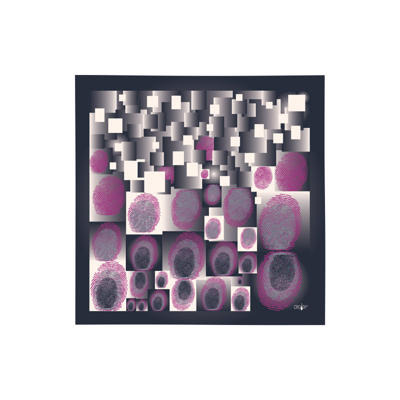 Rubac CROATA Tematski  Vučetićevi otisci Plava  Svila 100%  