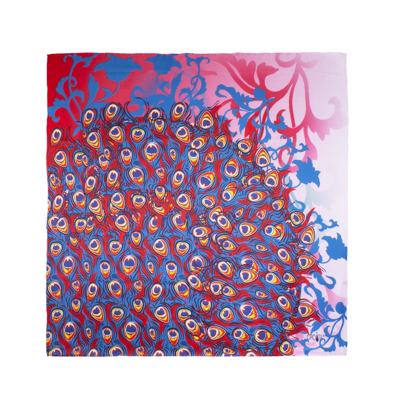 Rubac CROATA Klasični Rubac, klasičan Flora i Fauna Petrolej  Svila 100%  