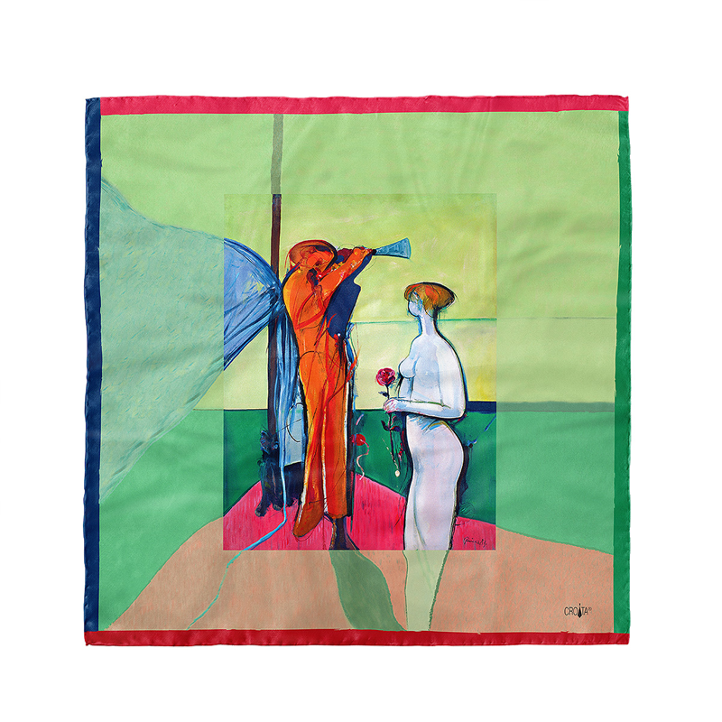 Rubac CROATA Art Tematski Rubac, tematski Prica Svijetlo zelena  Svila 100%  