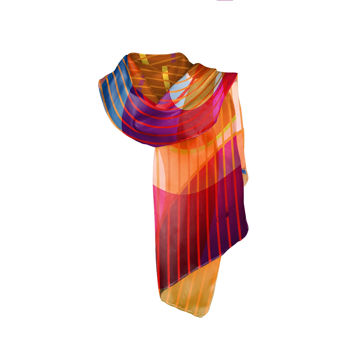 Šal CROATA Klasični Šal, klasičan Krugovi Narančasta  Svila 100%  