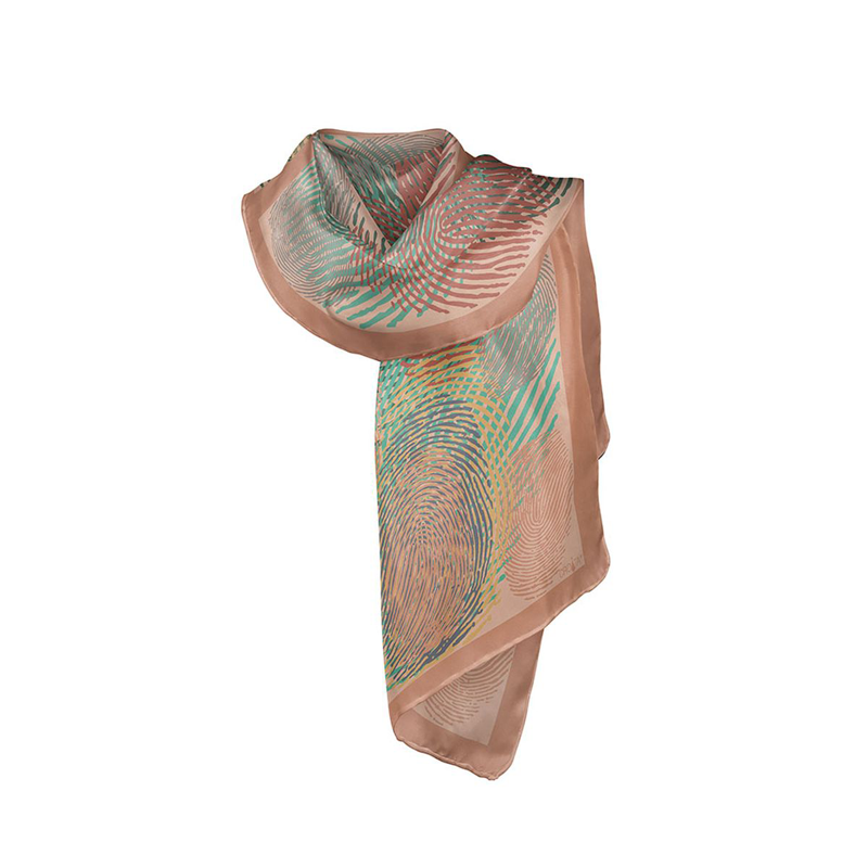 Šal CROATA Brijuni Tematski Limitirana serija Vučetićevi otisci Zelena  Svila 100%  