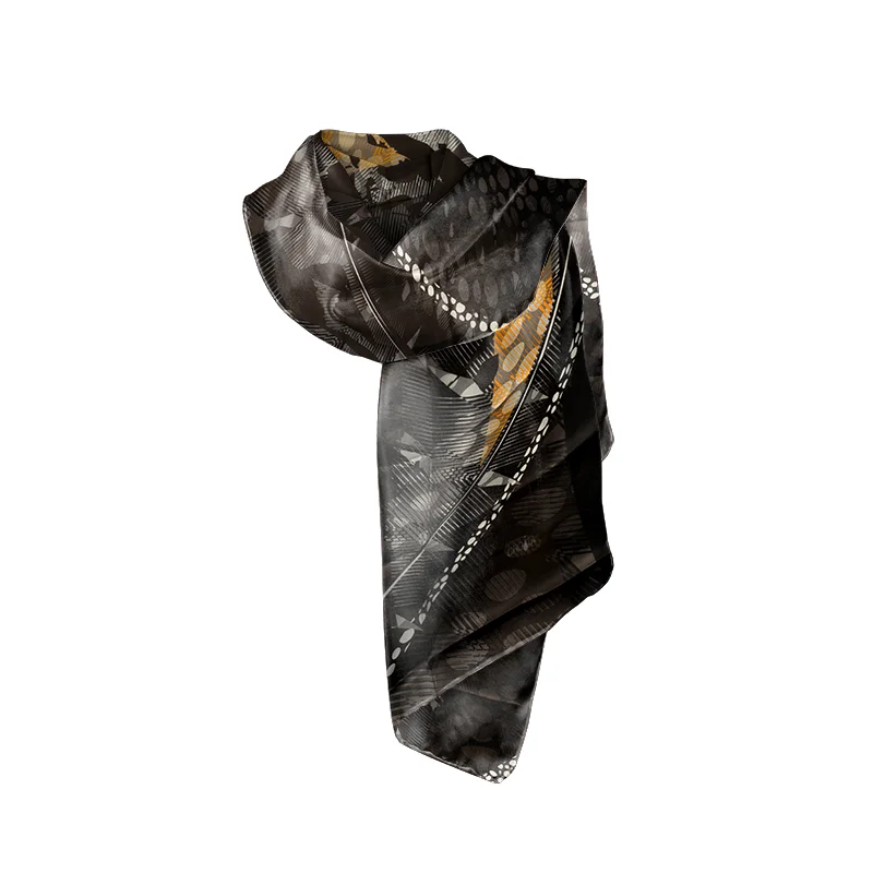 Šal Brijuni Tematski  Dalmatiner Crna  Svila 100%  