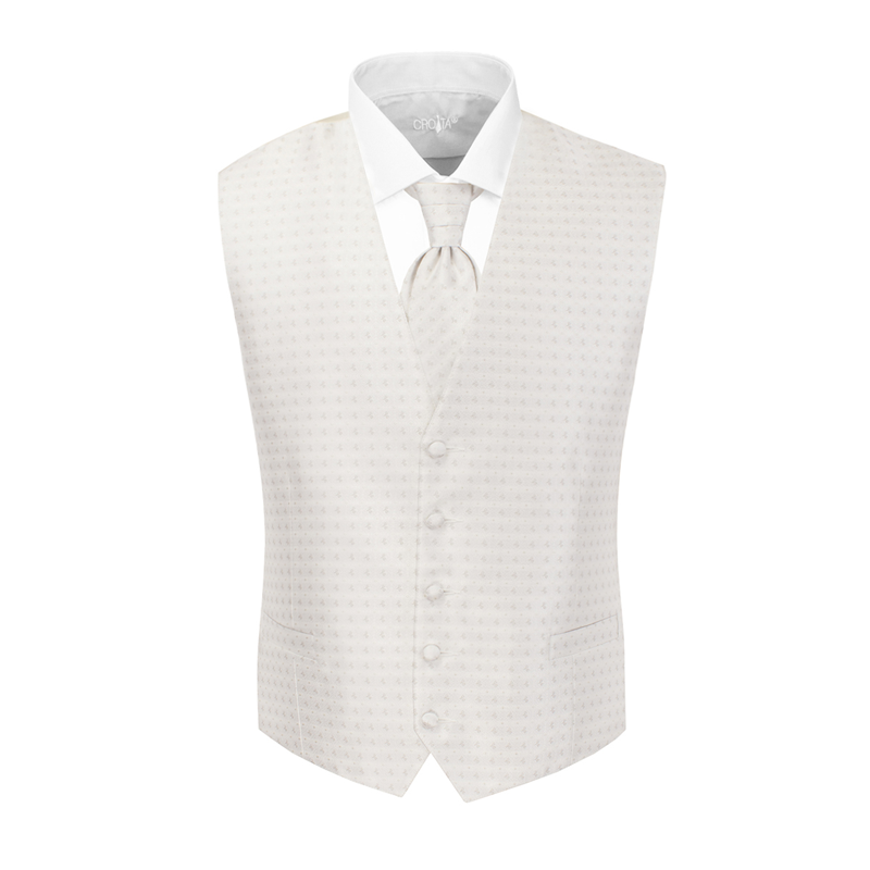 Prsluk i svečana kravata CROATA  Tematski Komplet 2 proizvoda Glagoljica Bijela  Svila 100%  