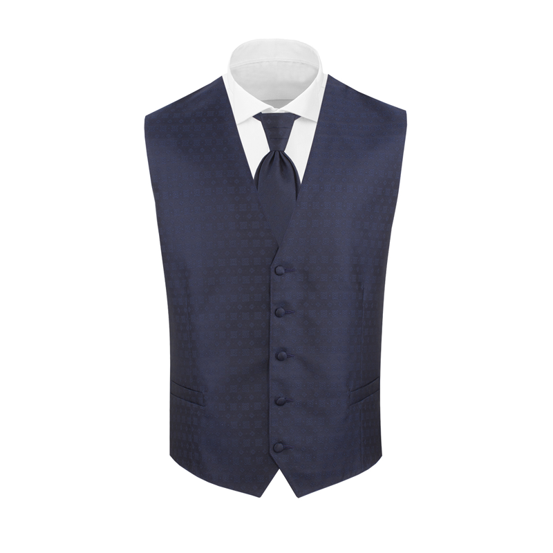 Prsluk i svečana kravata CROATA Festum Tematski Komplet 2 proizvoda Pleter Tamno plava  Svila 100%  