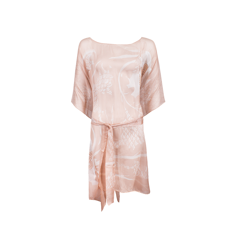 Kaftan CROATA Dubrovnik Tematski Poludugi Pleter i glagoljica Krem  Svila 100%  